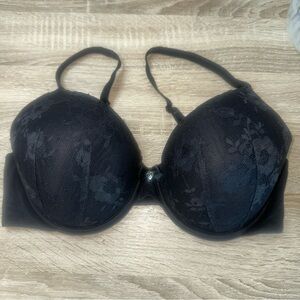 Victorias Secret Body By Victoria, Perfect Coverage Blk Lace Padded Size 34DD 